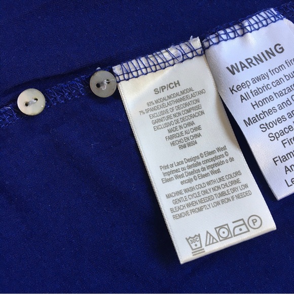 Sm - Eileen West long, modal stretch fabric Nightgown in blue with dots - Picture 7 of 8